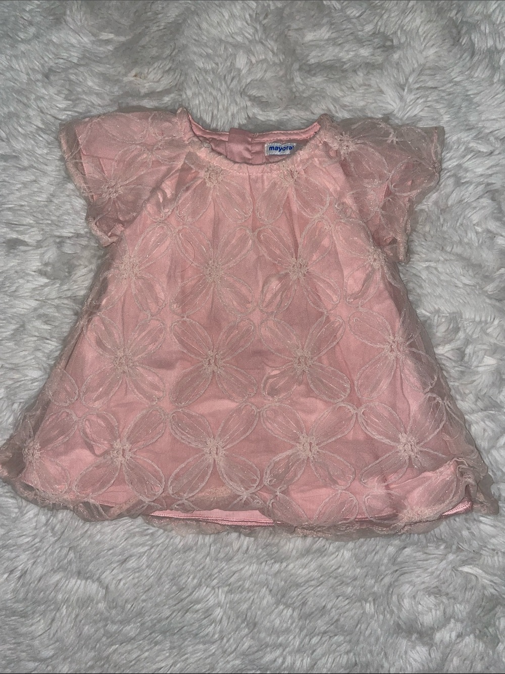 Mayoral Blush Pink Floral Lace Baby Dress